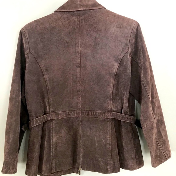 Relativity Suede Brown Leather Jacket Size: M - Picture 2 of 3